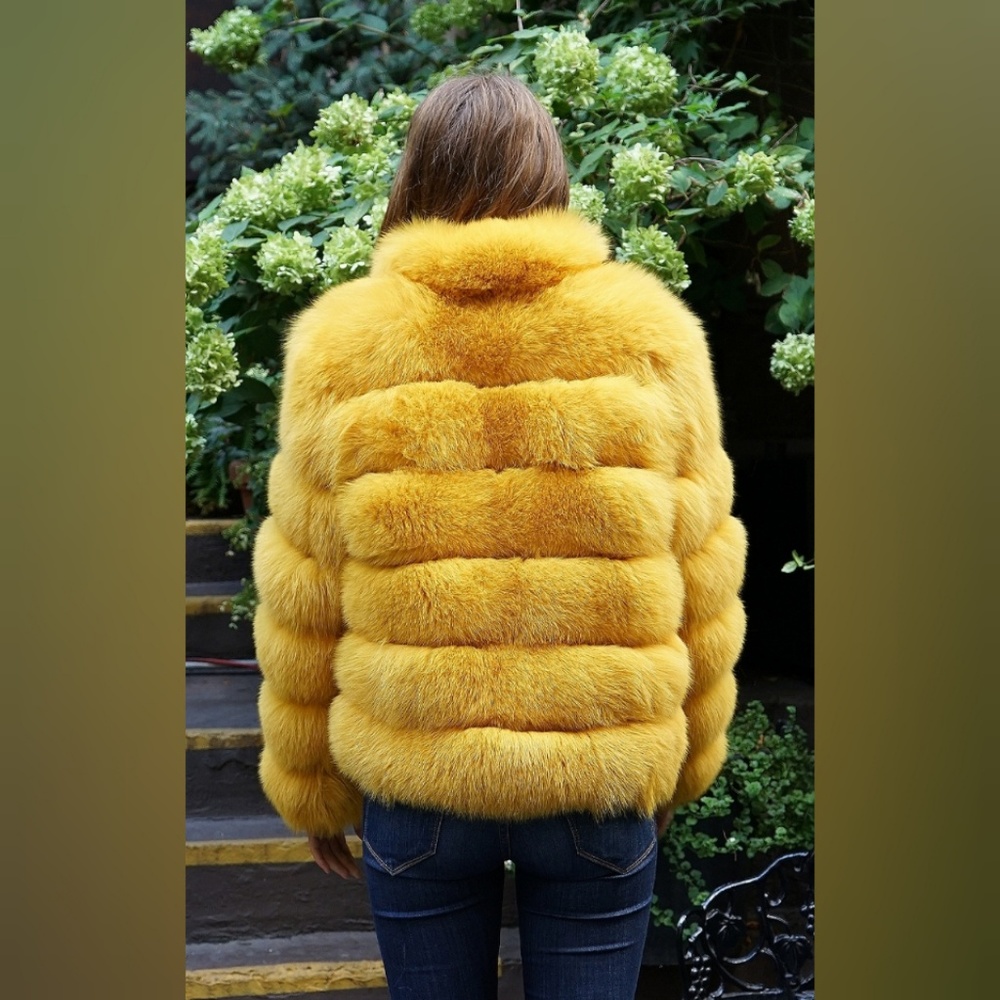 Yellow Fox Fur Jacket - Picture 5 of 5